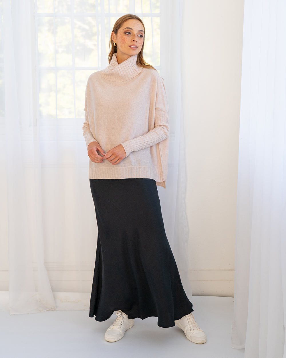 Arlington Milne Cashmere Sinead Roll Neck - Blush
