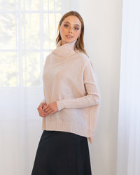 Arlington Milne Cashmere Sinead Roll Neck - Blush