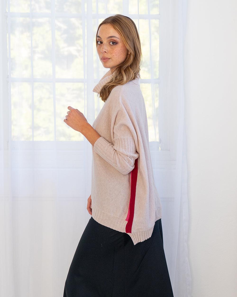 Arlington Milne Cashmere Sinead Speed Stripe - Blush/Pink/Red Stripe