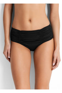 Seafolly - Essentials Gathered Front Retro Pant - Black - Escape