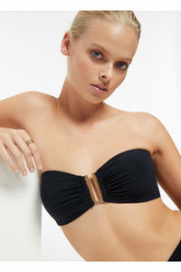 Woman Wearing Jets Jetset Bandeau Top in Deep Navy