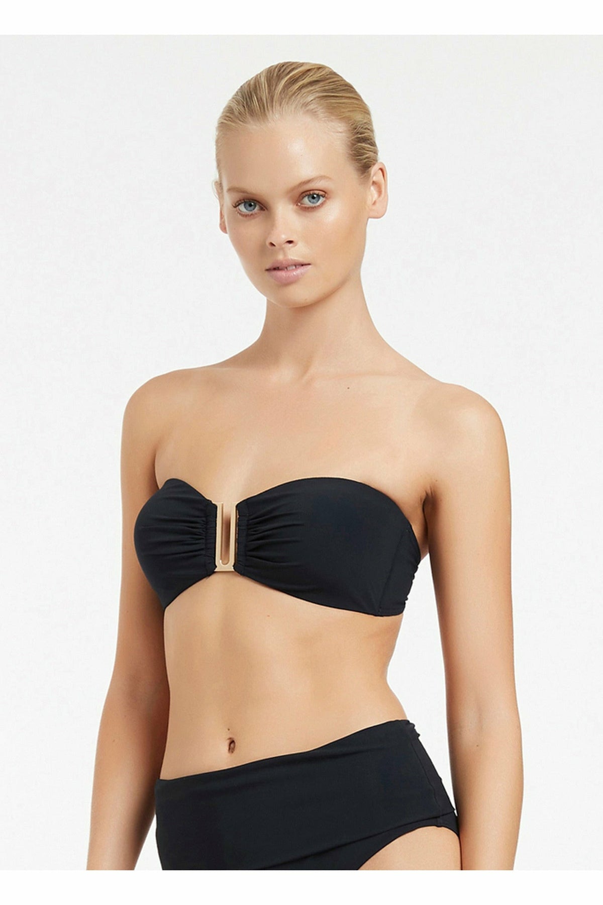 Front Details of Jets Jetset Bandeau Top Deep Navy