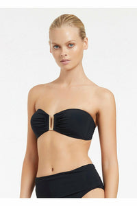Front Details of Jets Jetset Bandeau Top Deep Navy