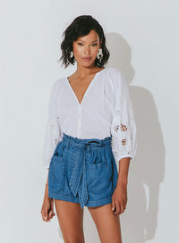 CLEOBELLA LEA BLOUSE - BRIGHT WHITE - ESCAPE CLOTHING