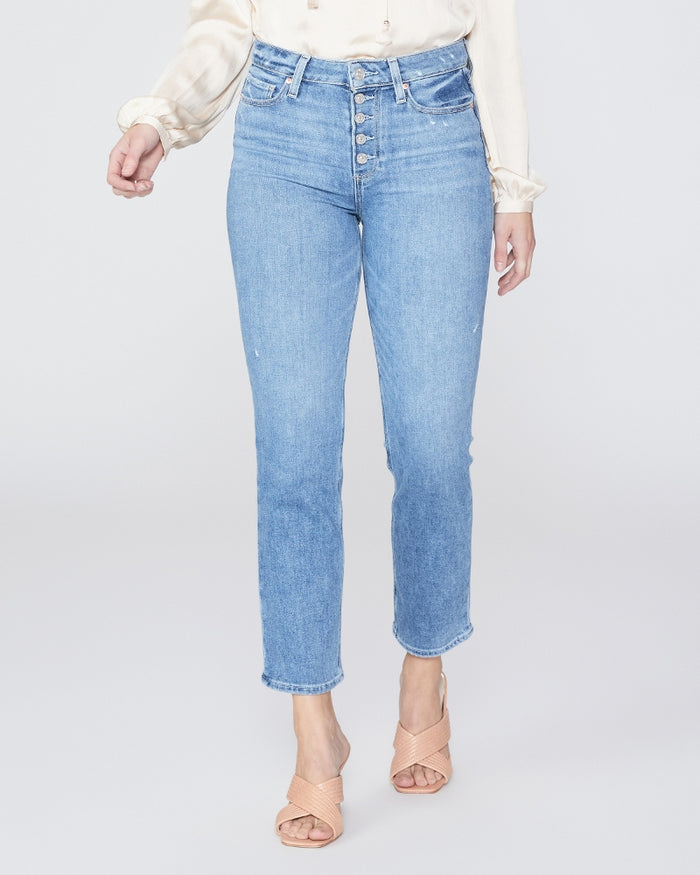 Paige Cindy Crop With Exposed Button fly - Say Anything Distressed