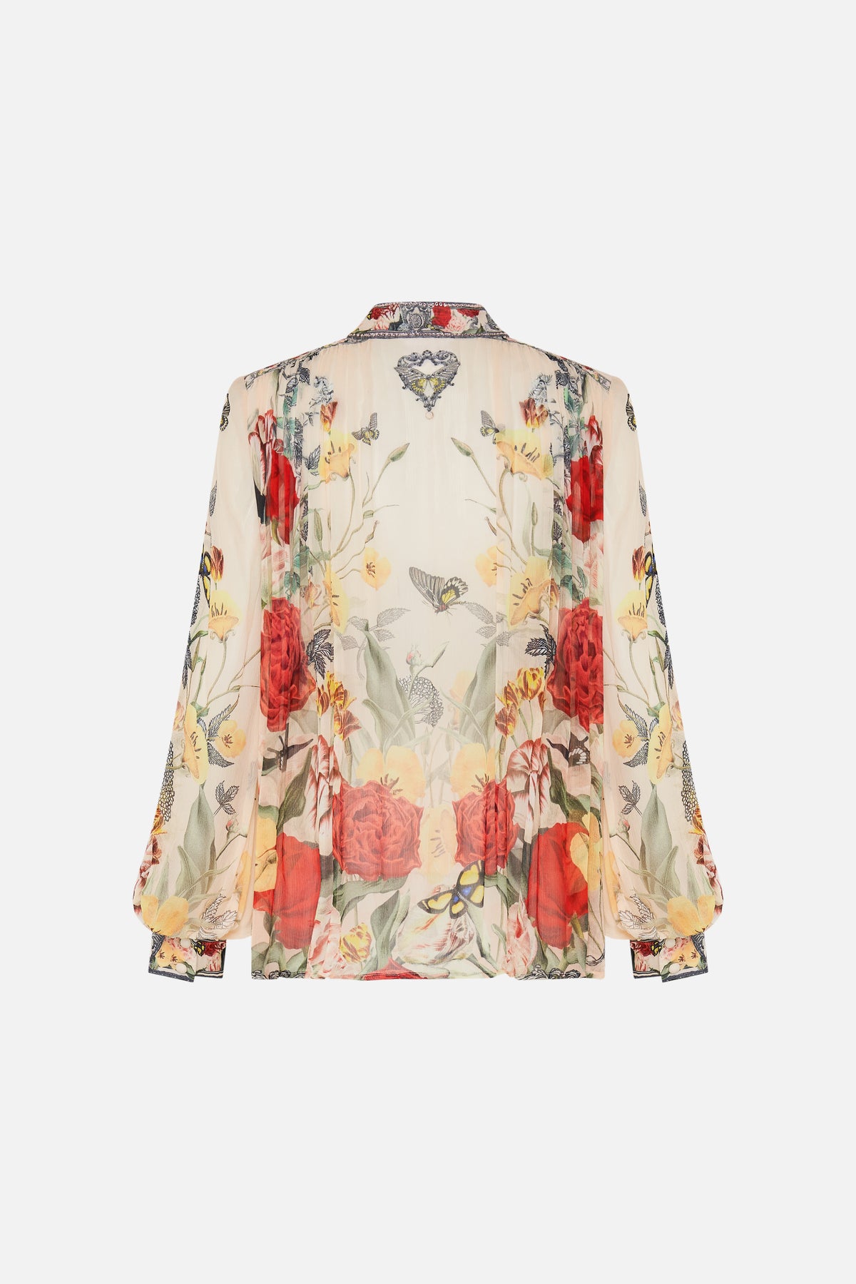 CAMILLA HIGH NECK BUTTON THROUGH BLOUSE - ETCHED INTO ETERNITY