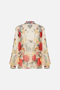 CAMILLA HIGH NECK BUTTON THROUGH BLOUSE - ETCHED INTO ETERNITY