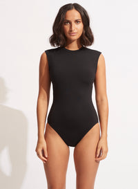 SEAFOLLY CAP SLEEVE ONE PIECE | BLACK | ESCAPE CLOTHING