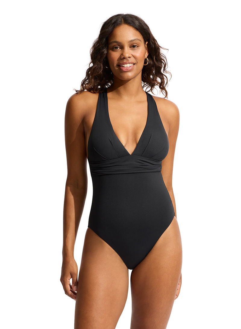SEAFOLLY CROSS BACK ONE PIECE | BLACK | ESCAPE CLOTHING