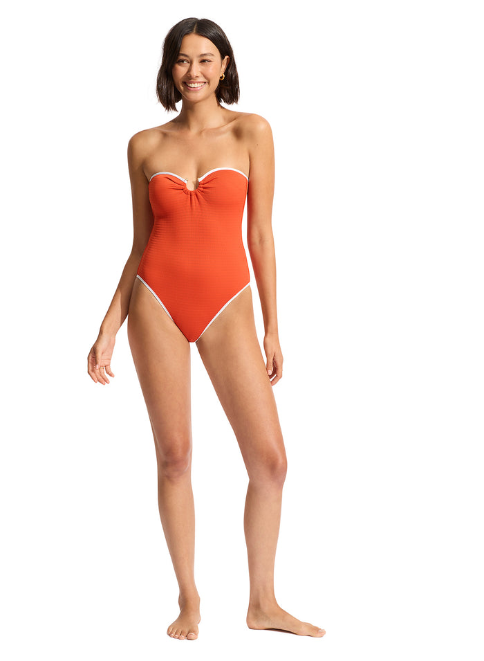 SEAFOLLY RING FRONT BANDEAU ONE PIECE - TAMARILLO - ESCAPE CLOTHING