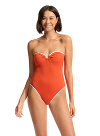 SEAFOLLY RING FRONT BANDEAU ONE PIECE - TAMARILLO