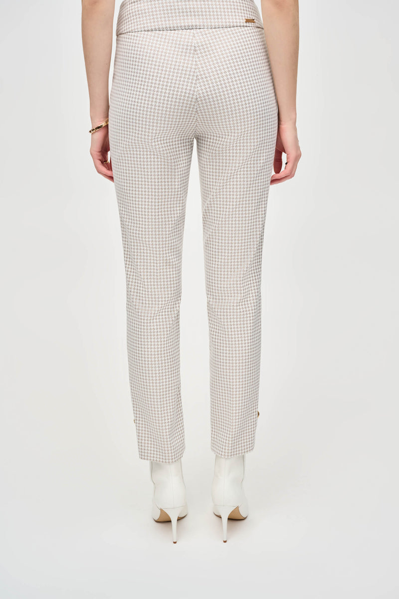 Joseph Ribkoff Magnolia Houndstooth Full Pant - Beige/Off White