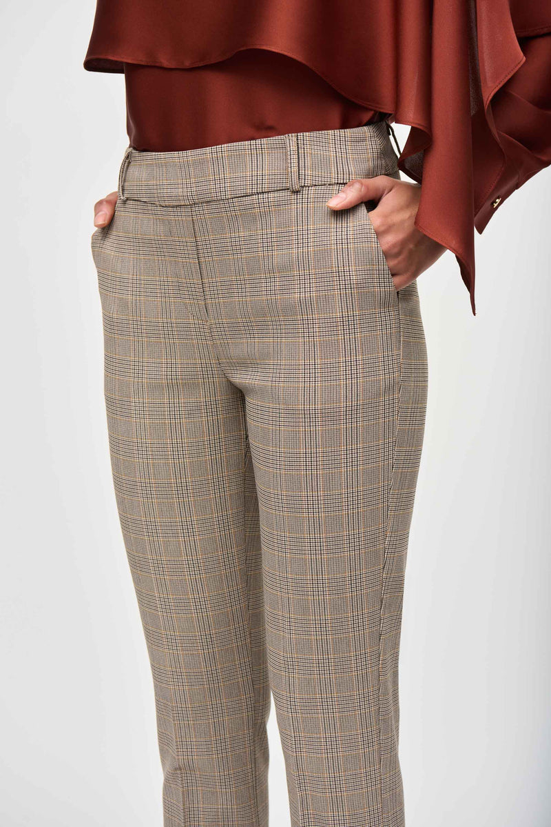 Joseph Ribkoff Millie Checked Full Length Pant - Beige Check