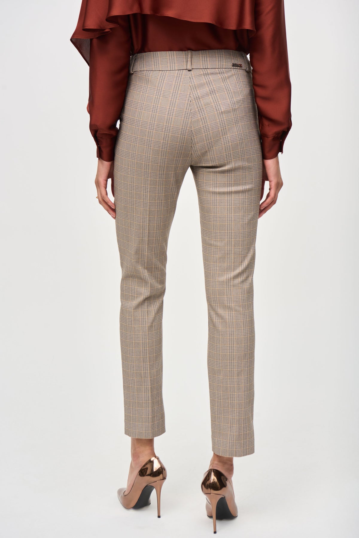 Joseph Ribkoff Millie Checked Full Length Pant - Beige Check