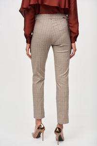 Joseph Ribkoff Millie Checked Full Length Pant - Beige Check