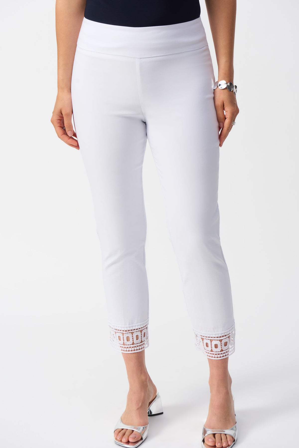 Joseph Ribkoff Maria Cotton Lace Ankle Pant - White