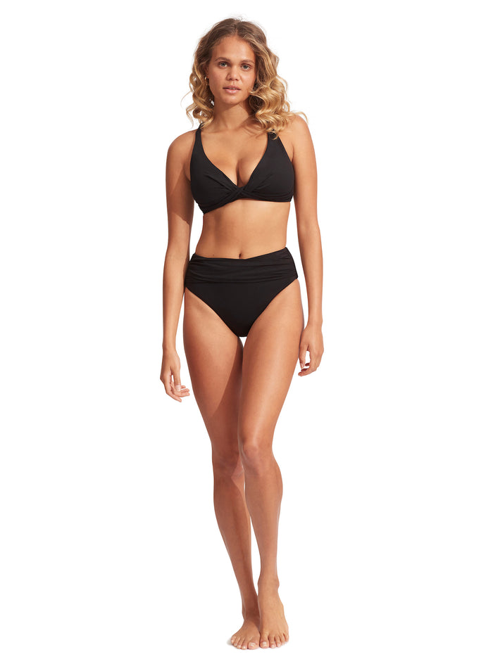 SEAFOLLY HIGH WAIST WRAP FRONT PANT - BLACK - ESCAPE CLOTHING