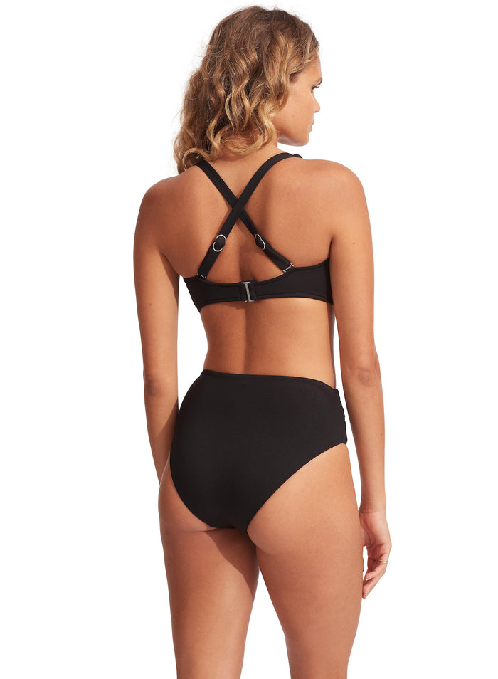 SEAFOLLY HIGH WAIST WRAP FRONT PANT - BLACK - ESCAPE CLOTHING