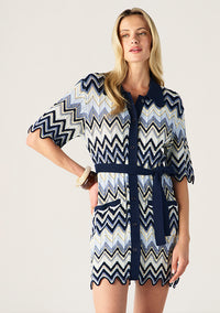 Mos The Label Pulse Knit Mini Shirt Dress - Classic Navy