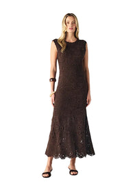Mos The Label Anouk Crochet Maxi Dress - Dark Chocolate