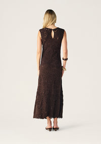 Mos The Label Anouk Crochet Maxi Dress - Dark Chocolate