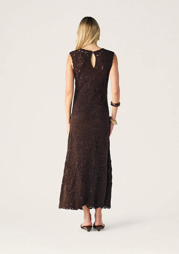 Mos The Label Anouk Crochet Maxi Dress - Dark Chocolate