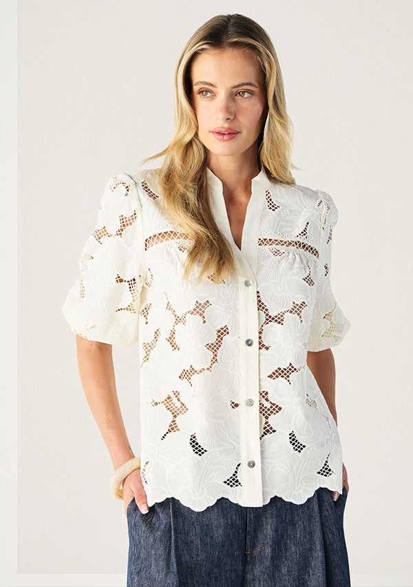 Mos The Label Whisper Embroidery Blouse - Ivory