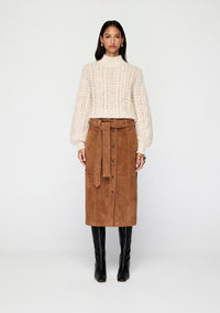 Mos The Label Nola Suede Midi Skirt - Toffee