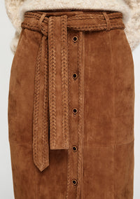 Mos The Label Nola Suede Midi Skirt - Toffee