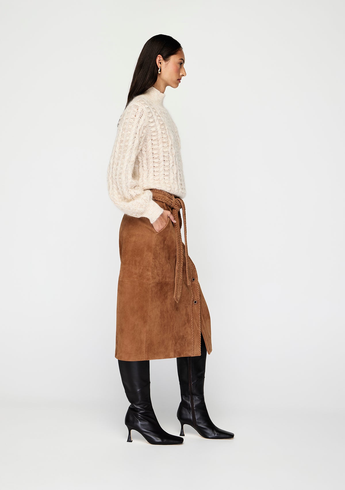 Mos The Label Nola Suede Midi Skirt - Toffee