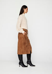 Mos The Label Nola Suede Midi Skirt - Toffee
