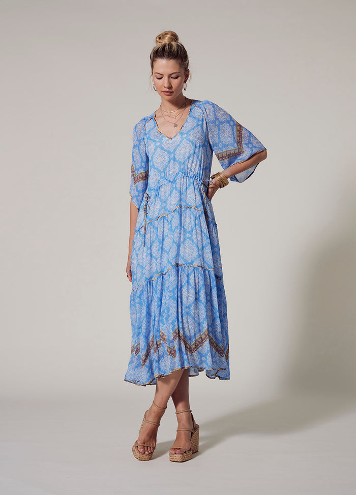 LOOBIES STORY ANACAPRI MIDI DRESS - BLUE BELL MULTI