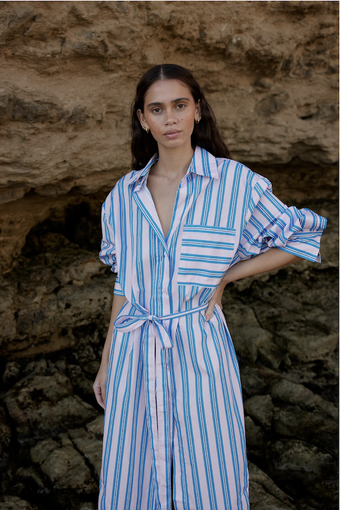 Aston Studio Billy Shirt Dress - Ocean Depths/Seashell Stripe