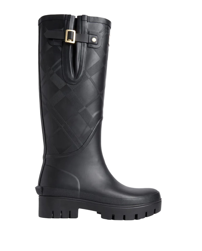 Barbour Leighton Tartan Tall Welly - Black