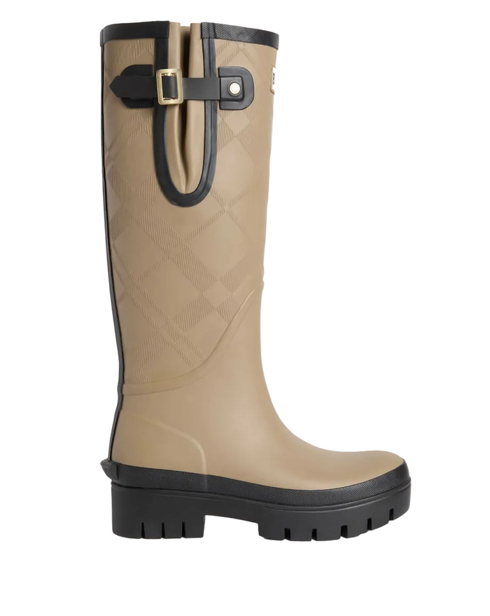 Barbour Leighton Tartan Tall Welly - Military Brown/Black