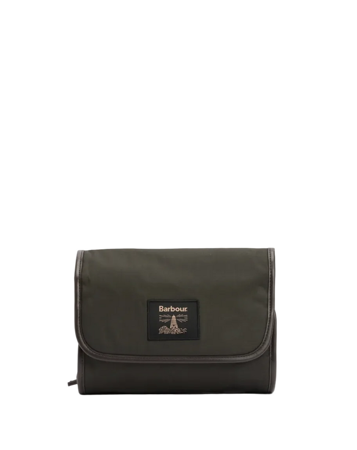 Barbour Wax Hanging Washbag - Olive/Beacon