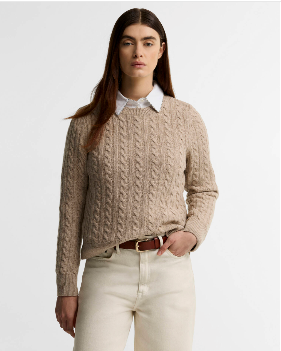Barbour Ashdown Cable Knitted Jumper - Honey