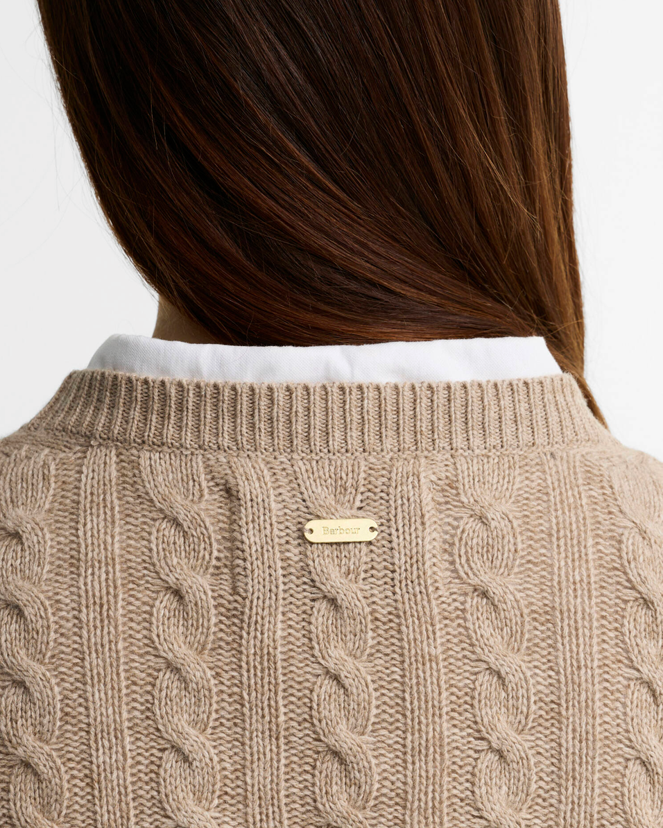 Barbour Ashdown Cable Knitted Jumper - Honey