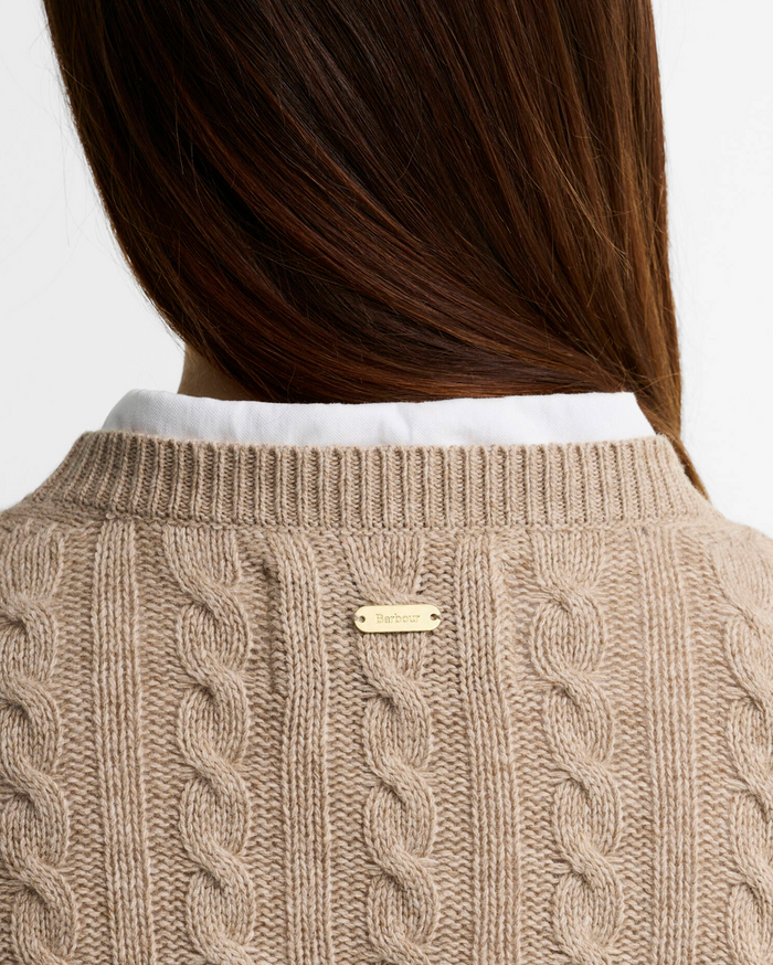 Barbour Ashdown Cable Knitted Jumper - Honey