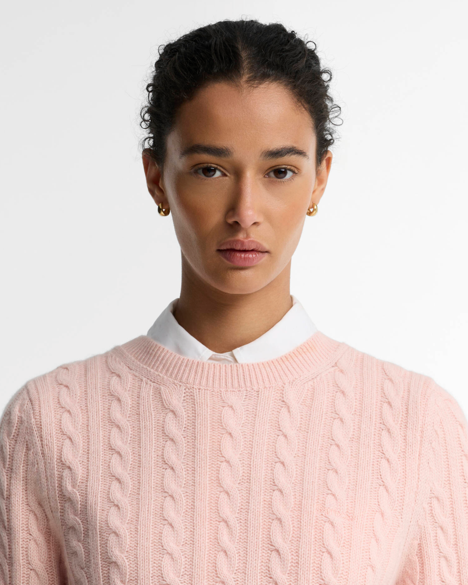 Barbour Ashdown Cable Knitted Jumper - Pink Blush