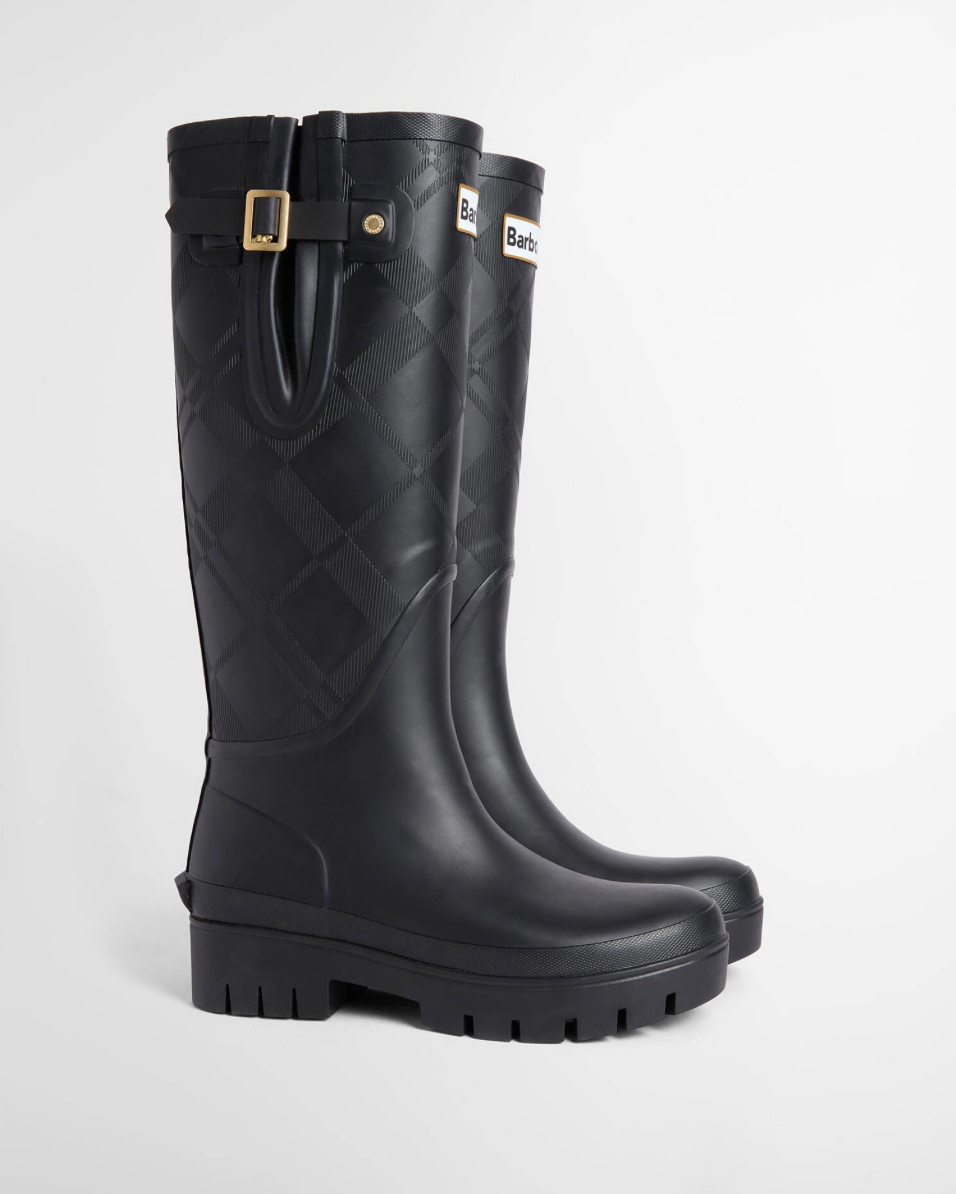 Barbour Leighton Tartan Tall Welly - Black
