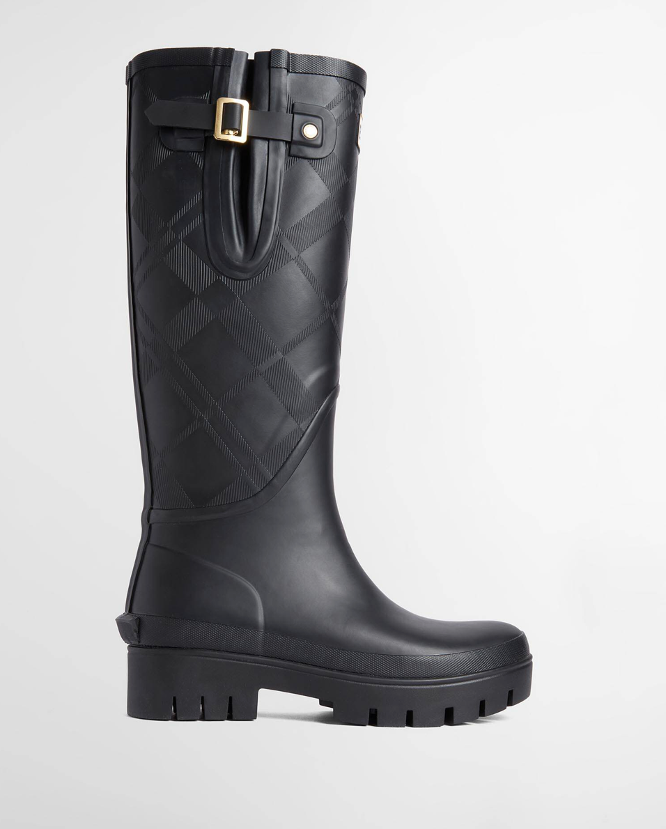 Barbour Leighton Tartan Tall Welly - Black