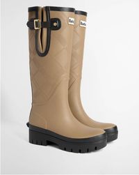 Barbour Leighton Tartan Tall Welly - Military Brown/Black