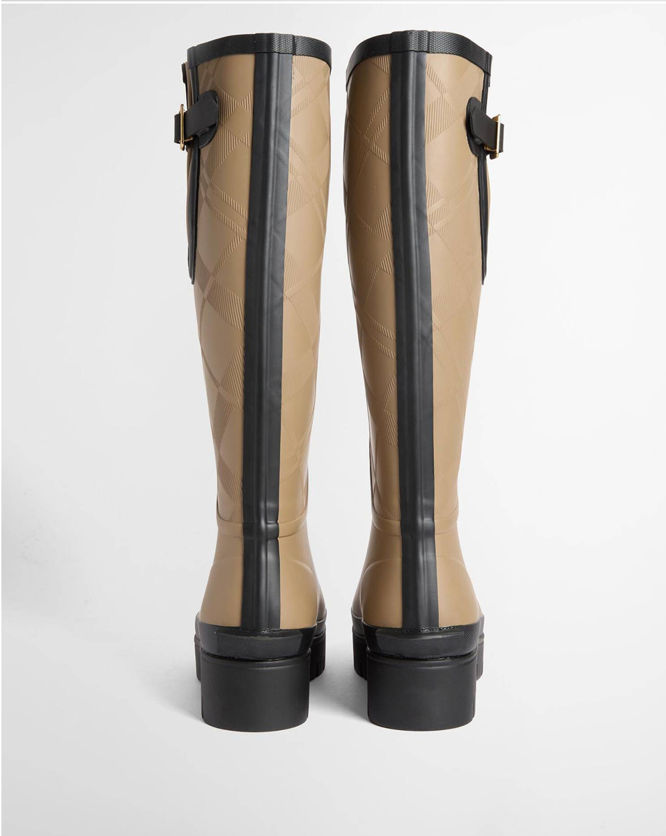 Barbour Leighton Tartan Tall Welly - Military Brown/Black