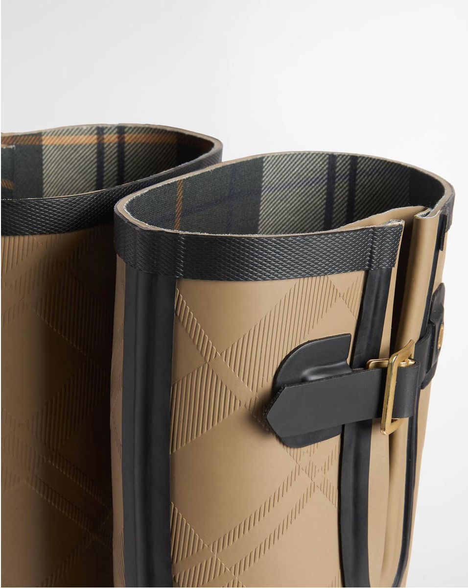 Barbour Leighton Tartan Tall Welly - Military Brown/Black