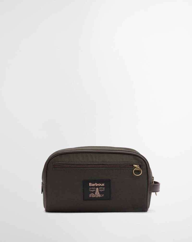 Barbour Wax Hanging Washbag - Olive/Beacon