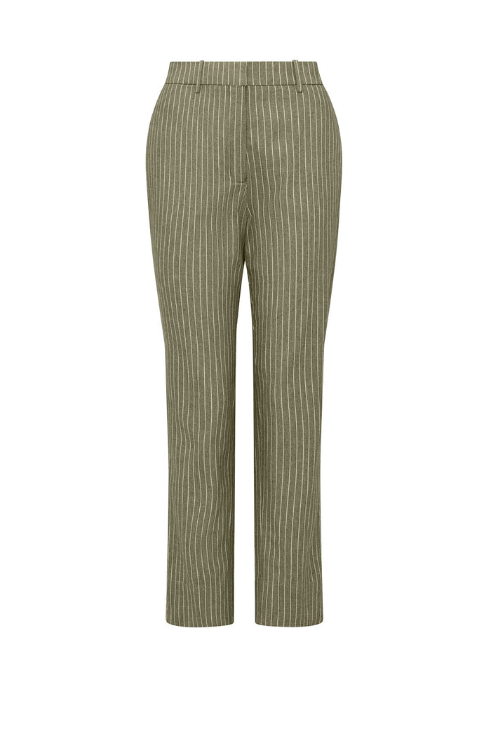 CABLE MOSMAN PINSTRIPE PANT - SAGE GREEN PINSTRIPE