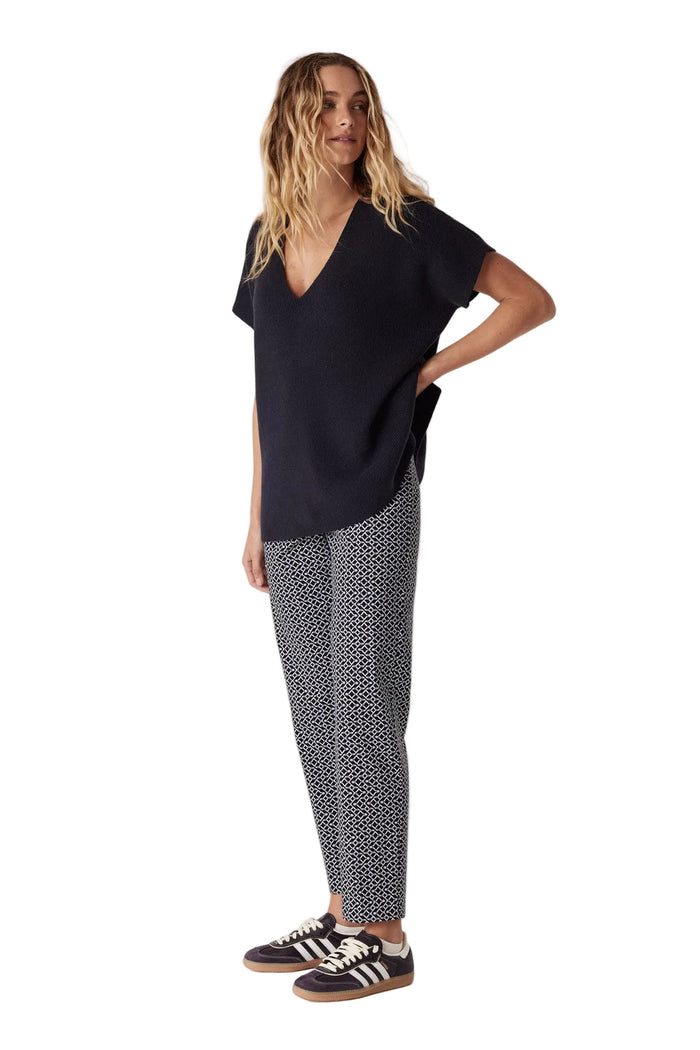Cable Bell Geo Pant - Navy Print