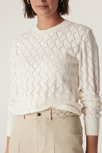 Cable Cotton Cashmere Crew Jumper - White