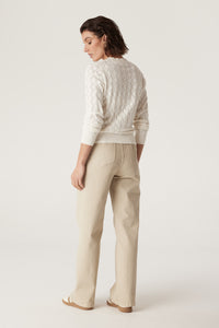 CABLE COTTON CASHMERE CREW JUMPER - WHITE